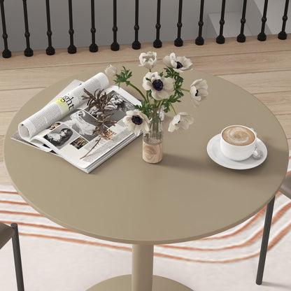 Round Dining Table, Modern Dining Room Table with Steel Base, Non-slip Foot Pad, Space Saving Dining Table, Light Brown