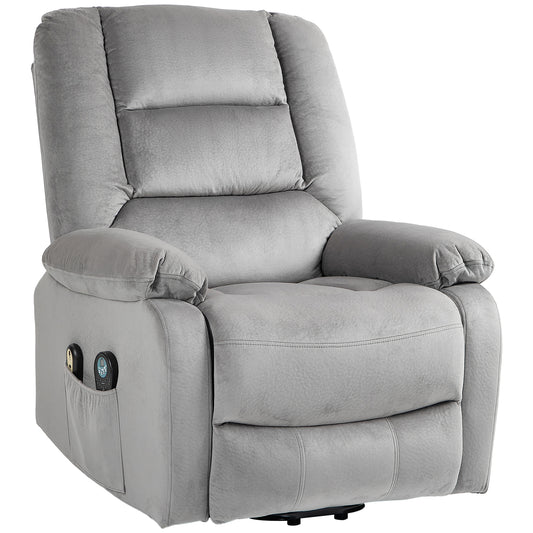 Electric Riser and Recliner Chair with Vibration Massage, Heat, Side Pocket, Grey