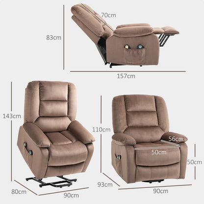 Electric Riser and Recliner Chair with Vibration Massage, Heat, Side Pocket, Brown