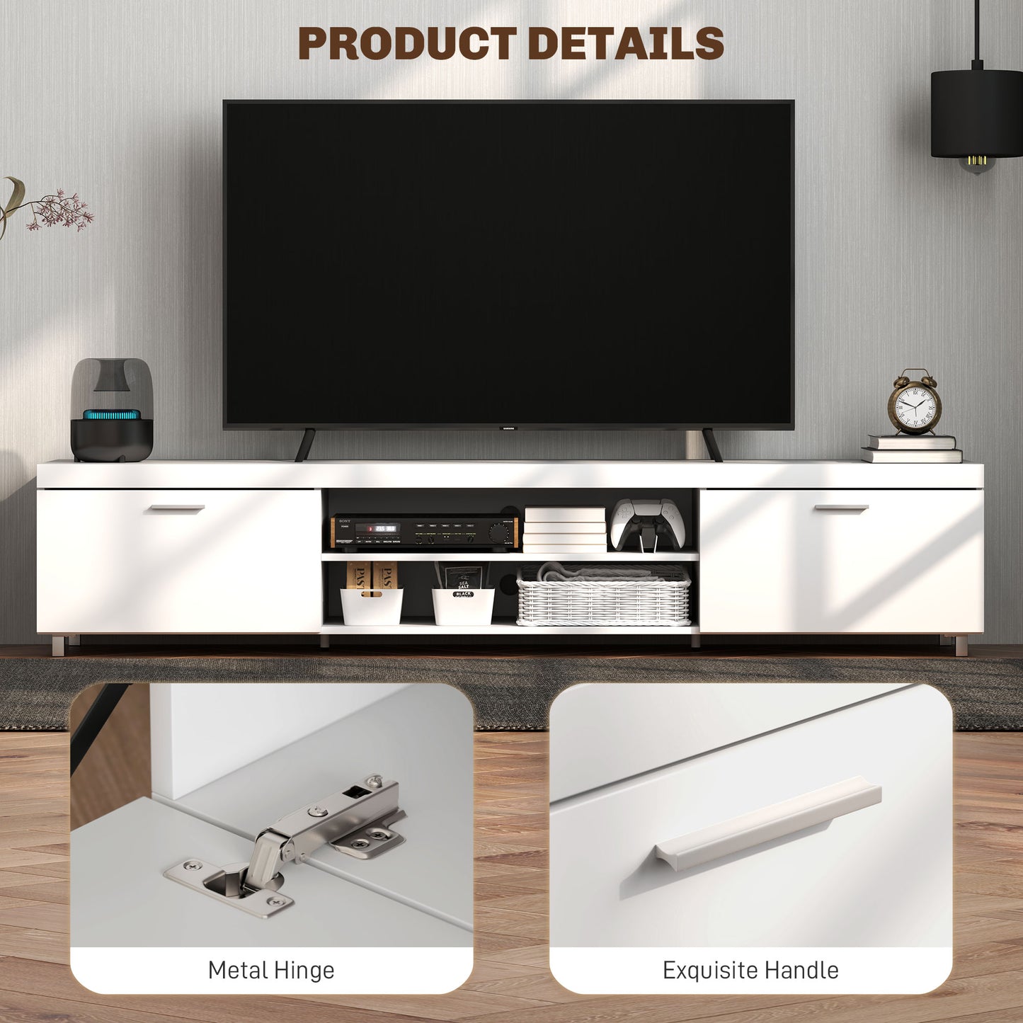 Modern TV unit Cabinet Entertainment Centre for TVs up to 90" w/ Cabinet Shelf for Living room Bedroom White