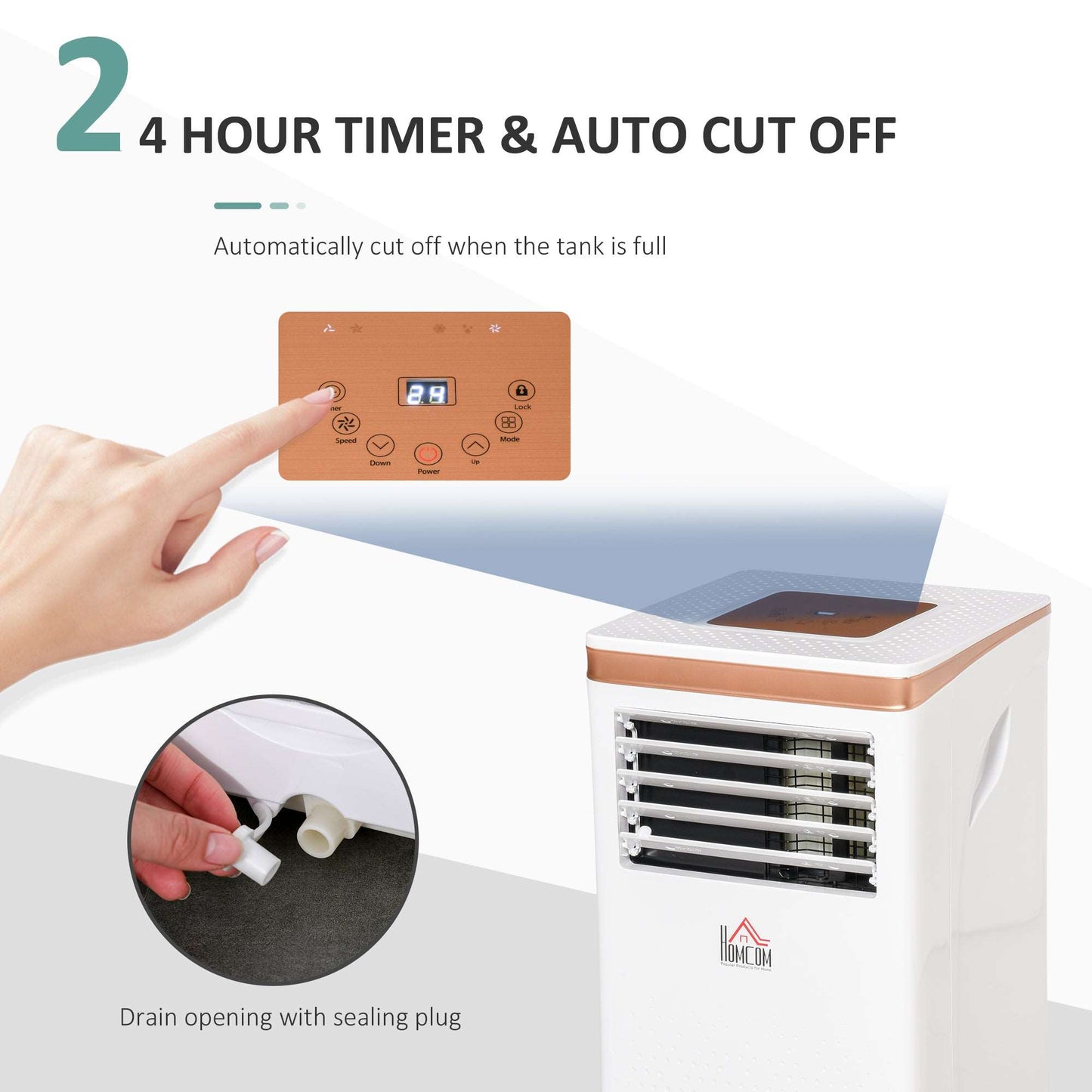 10000 BTU 4-In-1 Compact Portable Mobile Air Conditioner Unit Cooling Dehumidifying Ventilating w/ Fan Remote LED 24 Hr Timer Auto Shut-Down