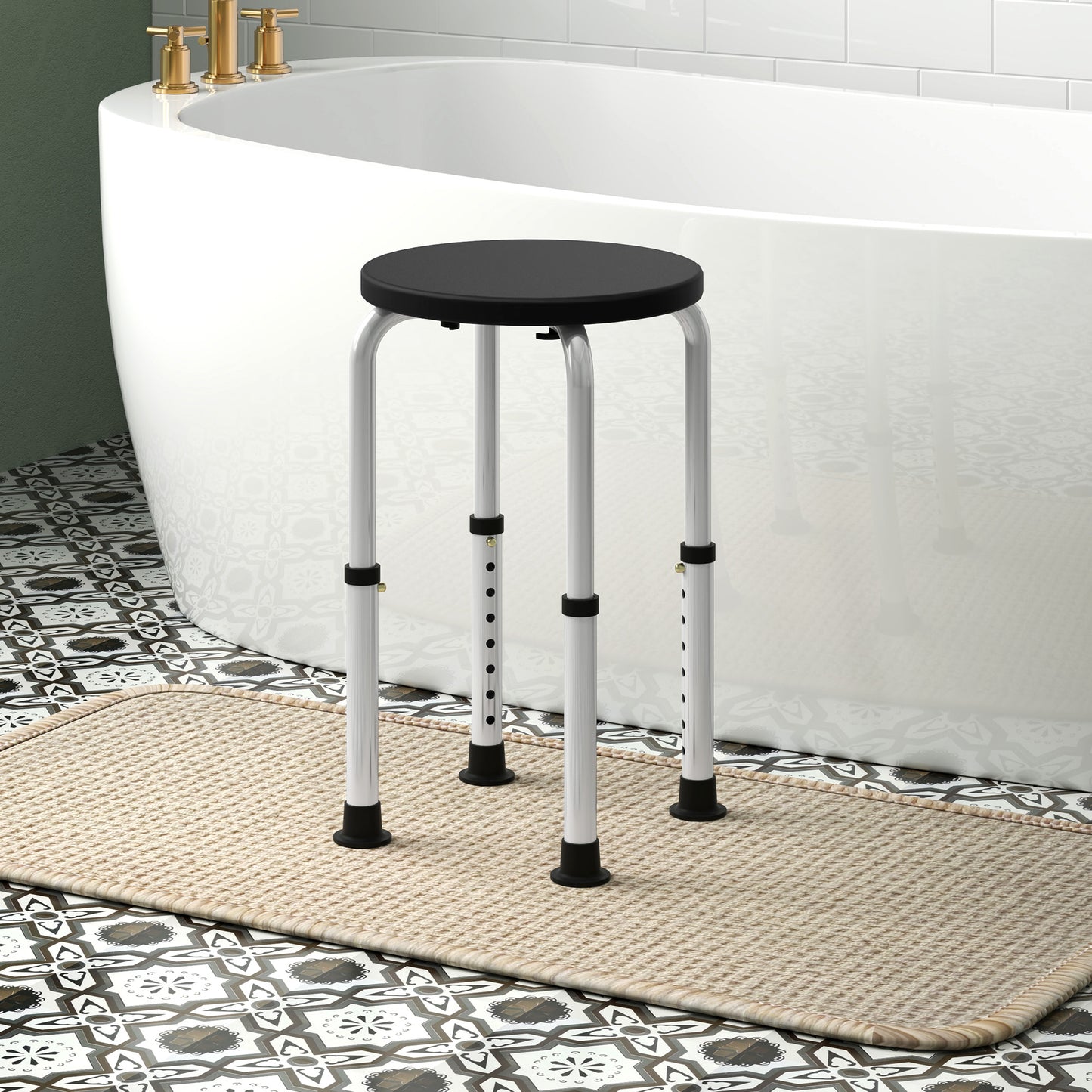 Shower Chair, Height Adjustable Aluminium Shower Stool with Non-Slip Feet