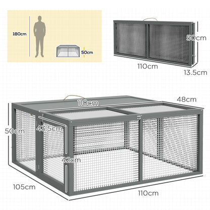 PawHut Wooden Folding Rabbit Guinee Pig Hutch Home House, Grey