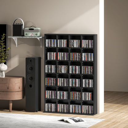 CD Storage Unit with Adjustable Shelves, 89 x 130.5 cm, Black