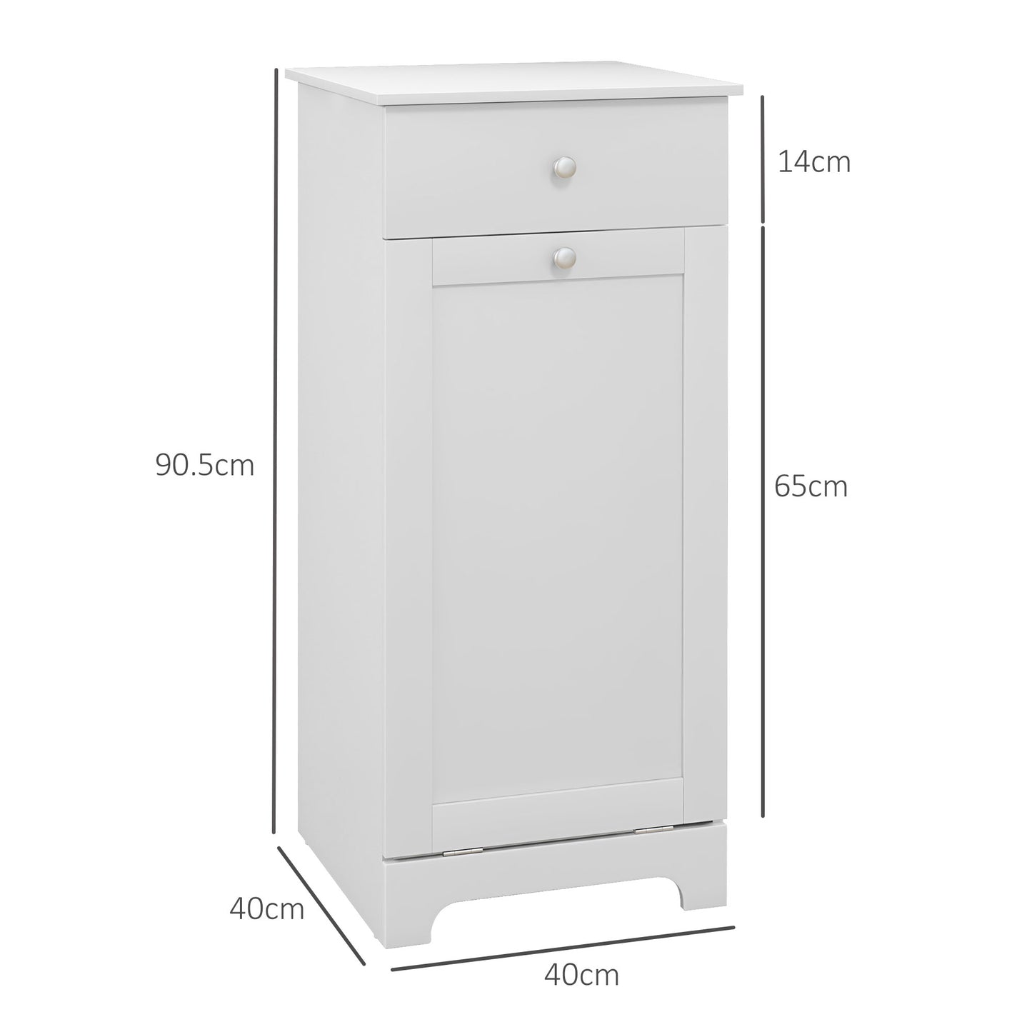 Bathroom Cabinet with Laundry Basket, Bathroom Storage Unit with Foldable Laundry Hamper and Drawer for Washroom, White