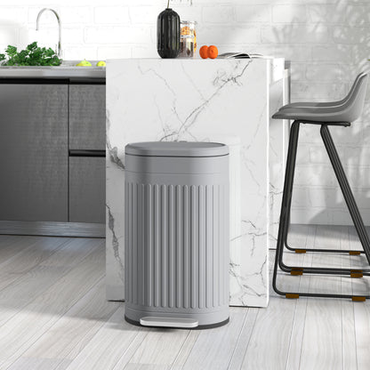 30 Litre Pedal Bin, Fingerprint Proof Kitchen Bin with Soft-close Lid, Metal Rubbish Bin with Foot Pedal and Removable Inner Bucket, Grey