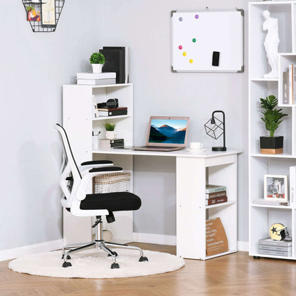 120cm Modern Computer Desk Bookshelf  Writing Table Workstation PC Laptop Study Home Office 6 Shelves White