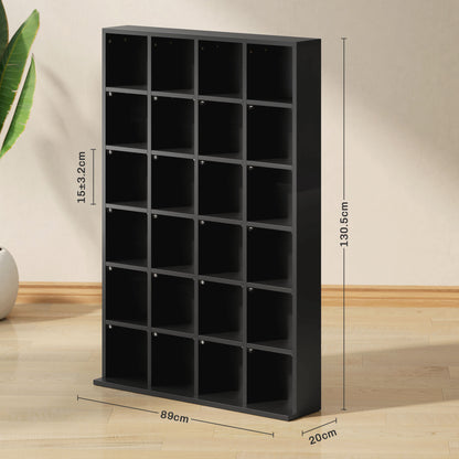 CD Storage Unit with Adjustable Shelves, 89 x 130.5 cm, Black