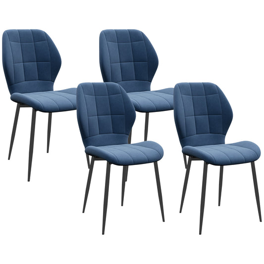 Set of Four Flannel Relaxed Tub Dining Kitchen Chairs - Dark Blue