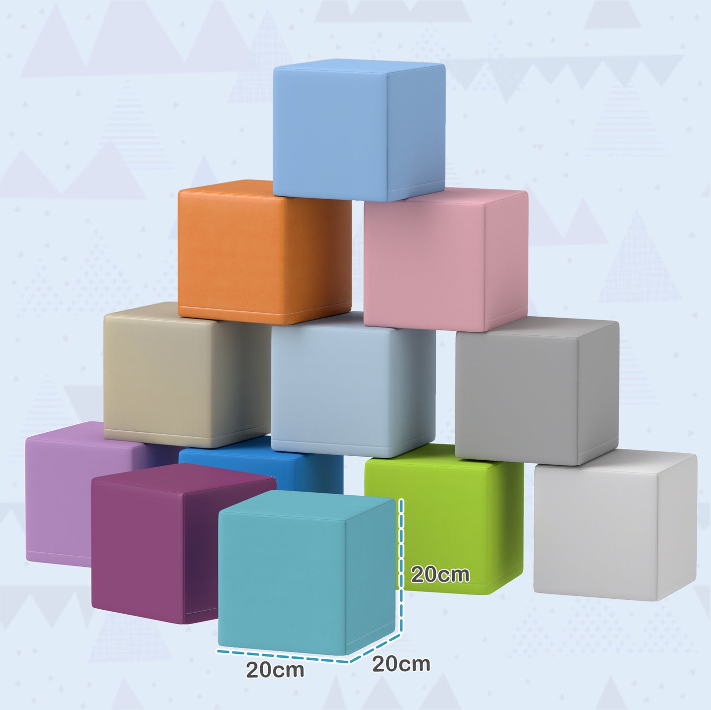 12 Piece Soft Play Blocks, Soft Foam Toy, Building and Stacking Blocks for Kids, Multicoloured