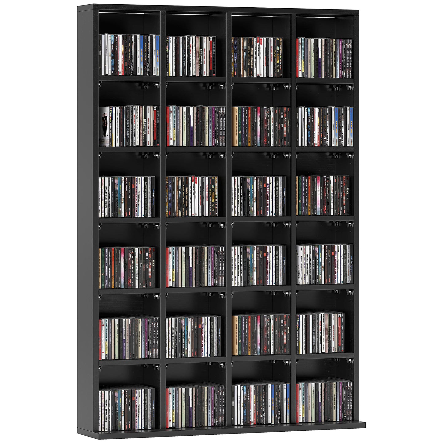 CD Storage Unit with Adjustable Shelves, 89 x 130.5 cm, Black