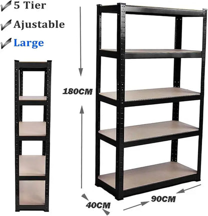 Heavy Duty 5 Tier Boltless Garage Shelving Unit Shed Warehouse Workshop Office Storage Shelves Metal Racking, Adjustable