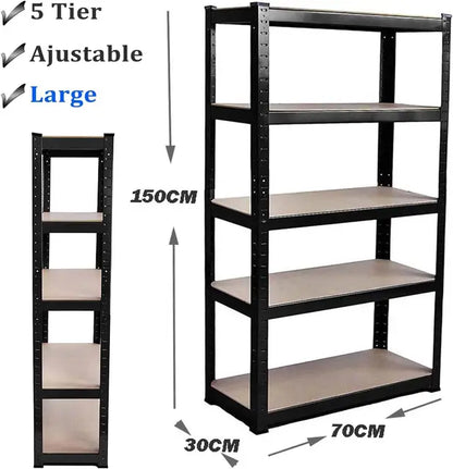 Heavy Duty 5 Tier Boltless Garage Shelving Unit Shed Warehouse Workshop Office Storage Shelves Metal Racking, Adjustable