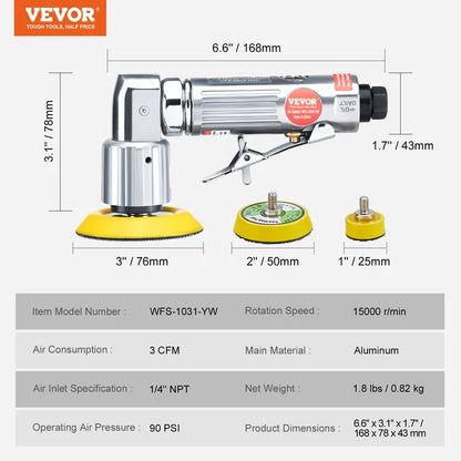 Mini Air Sander Orbital Pneumatic Grinding Machine Set For Car Polishing High Speed Air Powered Polisher Air Tool