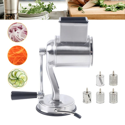 Kitchen Tools Stainless Steel Drum Cutter Slicer with 5 Blades Vegetable Chopper Gadget