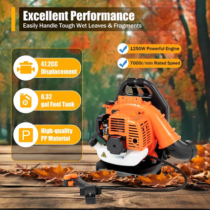 1250W Leaf Blower Air-Cooled Petrol Two-Stroke Heat Resistance Garden Clean Tool For Urban Road Cleaning And Sweeping Fallen Leaves