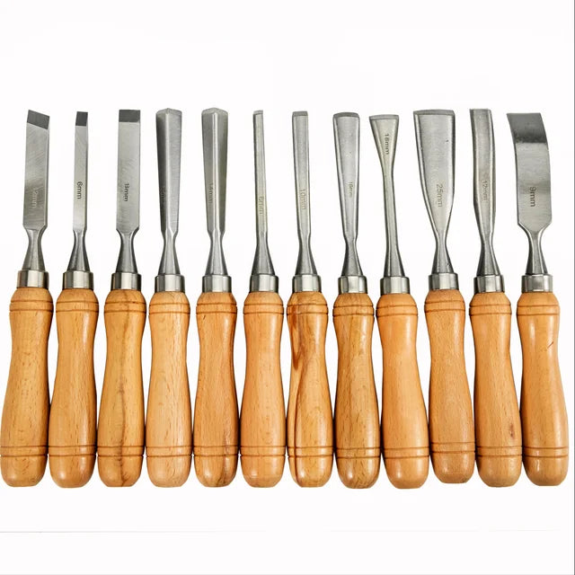 12 Piece Wood Carving Hand Chisel Set Lathe Knife DIY Wood Turning Woodworking Professional Gouges Woodcraft Carpentry Tools