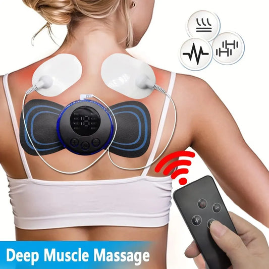 8 Modes Rechargeable Neck Massager With Remote Control EMS Low Frequency Pulse Massager For Muscle Relaxation