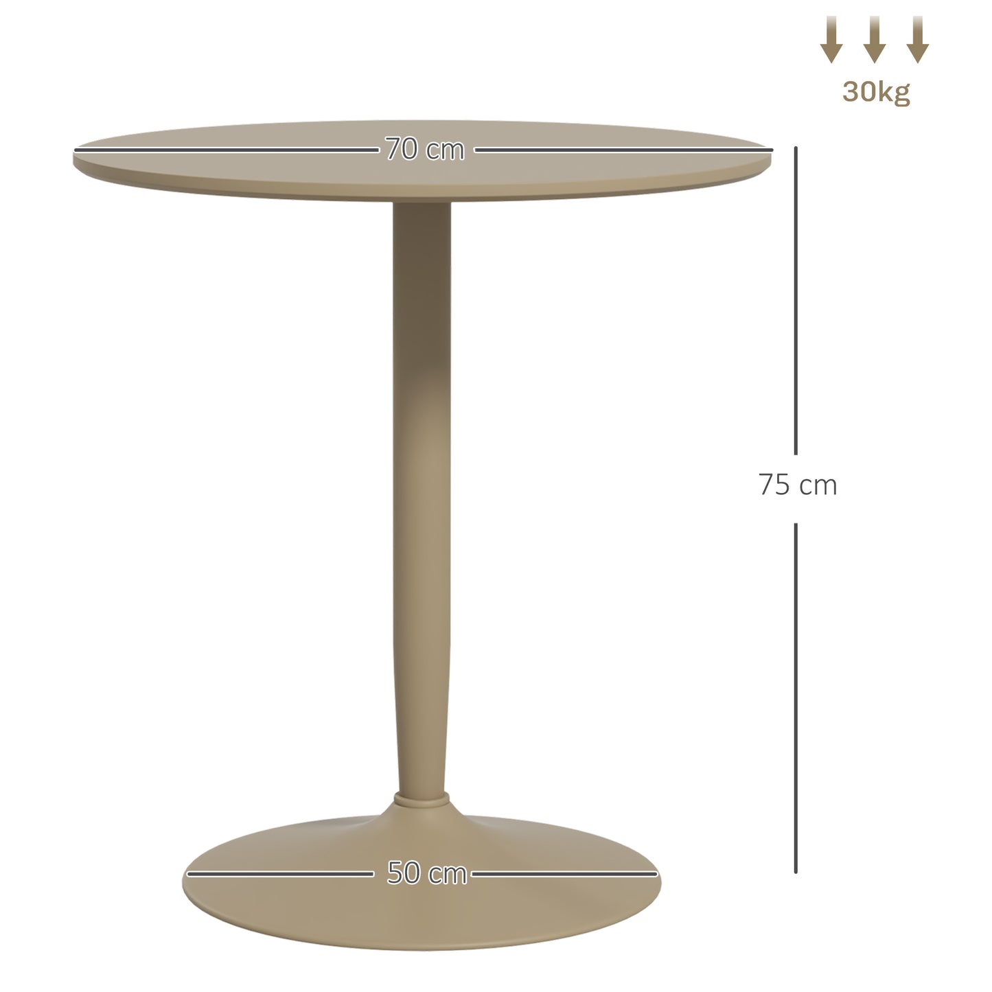 Round Dining Table, Modern Dining Room Table with Steel Base, Non-slip Foot Pad, Space Saving Dining Table, Light Brown