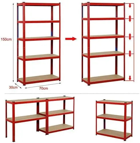 Heavy Duty 5 Tier Boltless Garage Shelving Unit Shed Warehouse Workshop Office Storage Shelves Metal Racking, Adjustable