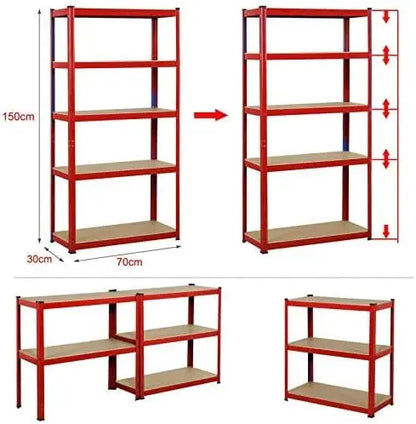 Heavy Duty 5 Tier Boltless Garage Shelving Unit Shed Warehouse Workshop Office Storage Shelves Metal Racking, Adjustable