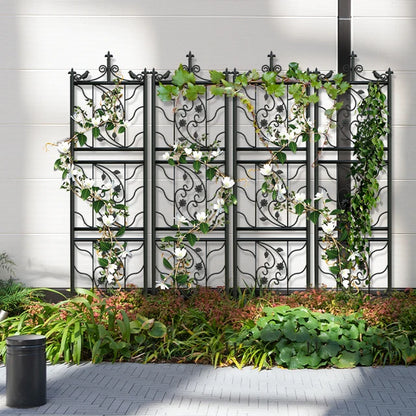 Outdoor Garden Trellis Decorative Tall Metal Fence Black Lattice Panel For Yard Corner Décor for Climbing Plants Flowers