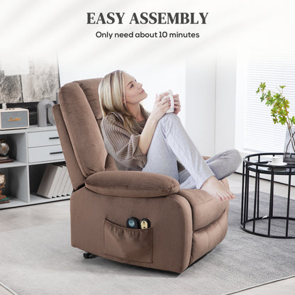 Electric Riser and Recliner Chair with Vibration Massage, Heat, Side Pocket, Brown