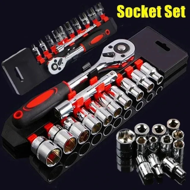 1/4" Ratchet Socket Wrench Rachet Spanner Set Drive Extension Rod Multi-function For Car Motorcycle Repair Hand Tools