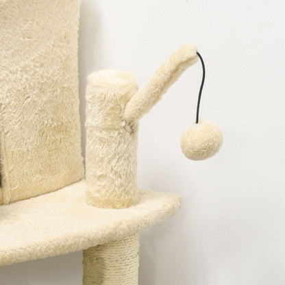 100cm Cat Tree Tower With Sisal Scratching Post Cream White