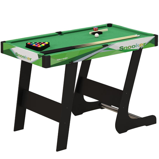 SPORTNOW 104cm Folding Mini Pool Table Set with 2 Cues, 16 Balls, Chalk, Triangle, Brush, Green