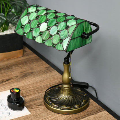 Stained Glass Table Lamp, Handmade Antique Bedside Lamp for Bedroom, Living room, Home, Nightstand, Decorative Night Light, Green