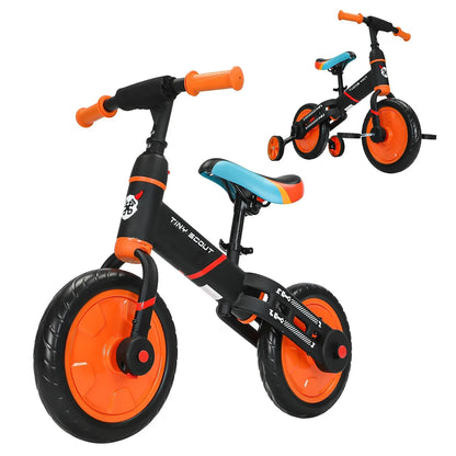 UBRAVOO Tiny Scout Balance Bike 3 4 5 Years , 4-in-1 with Optional Support Wheels and Pedals, Saddle Height Adjustable,JL102