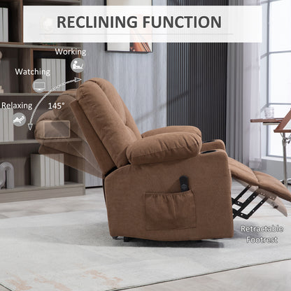 Oversized Riser And Recliner Chair, Fabric Upholstered Lift Helper Chair For Living Room With Remote Control, Side Pockets