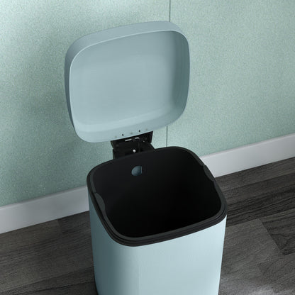 12 Litre Pedal Bin, Fingerprint Proof Kitchen Bin with Soft-close Lid, Metal Rubbish Bin with Foot Pedal and Removable Inner Bucket, Light Green