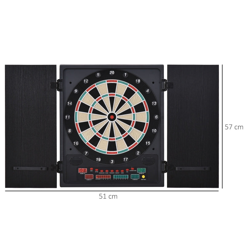 Electronic Dartboard Set, 27 Games Modes and 202 Variations, LED & 12 Soft Tip Darts and Cabinet to Storage, Ready-to-Play Multi-Game Option Darts Machine