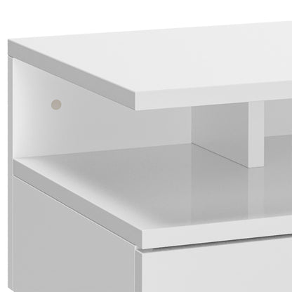 Set of Two Floating High Gloss Bedside Tables - White