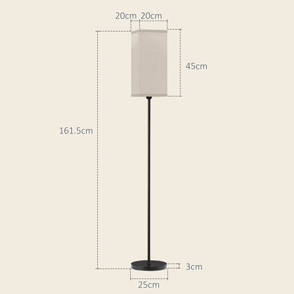 Floor Lamp, Modern Standing Lamp with Linen Shade, Tall Lamps for Living Room, Bedroom, with Foot Switch, Bulb not Included, Black