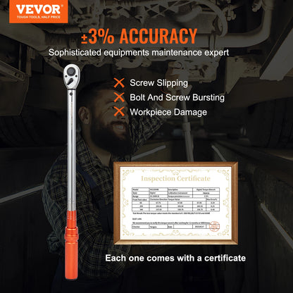 VEVOR 1/2" 1/4" 3/8" Mechanical Torque Wrench Rachet Set Precision Pointer Hand Tools  Mechanical Workshop Car Repair Tool