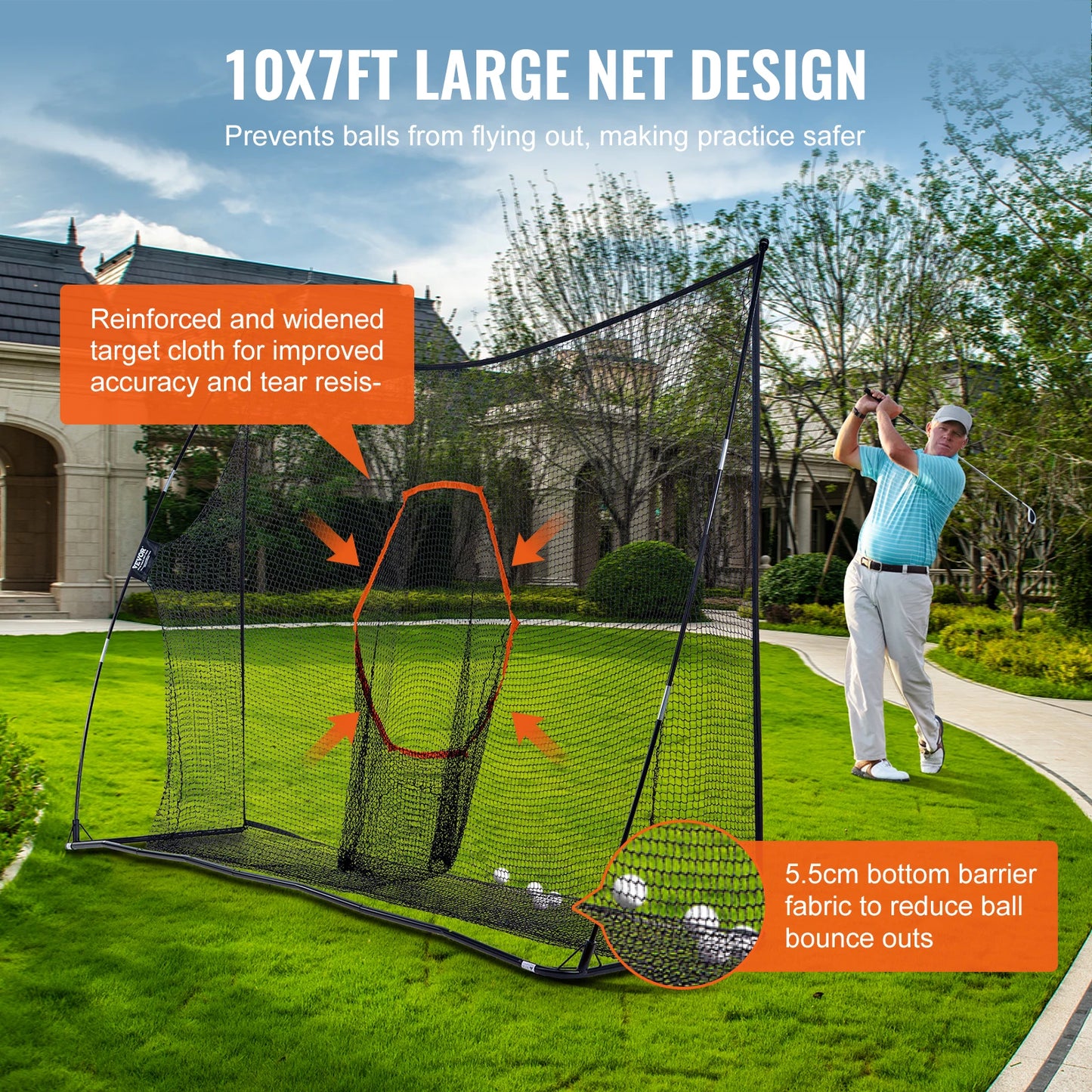 Golf Practice Hitting Net, Huge 10.8x7ft Golf Net, Personal Driving Range For Indoor Outdoor Use, Portable Home Golf Training Aid