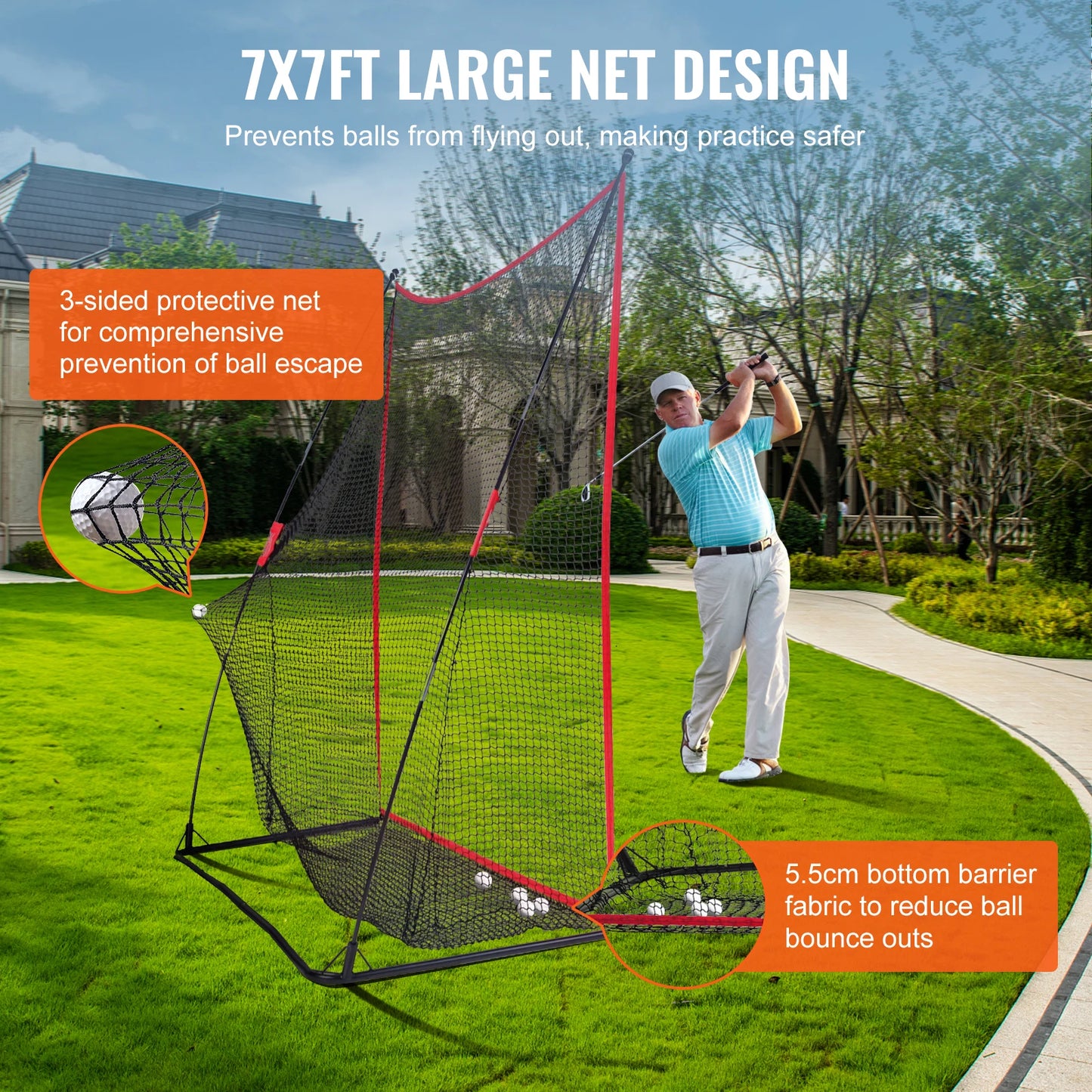 Golf Practice Hitting Net Huge 7.8x7ft Golf Net Personal Driving Range for Indoor or Outdoor Use Portable Golf Aid Net