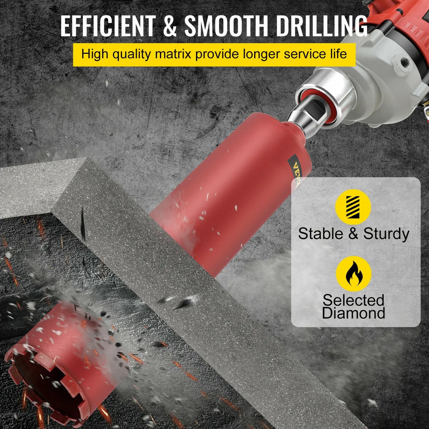 Wet Diamond Core Drill Bit With Blade Universal Thread For Drilling Concrete Brick Masonry Marble