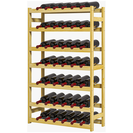 Pine Wood 42-Bottle Wooden Wine Rack - Natural Finish