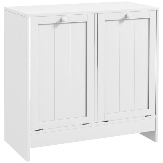 Kleankin Tilt-Out Laundry Cabinet, Modern Bathroom Cabinet with 2 Compartments For Bathroom Washroom