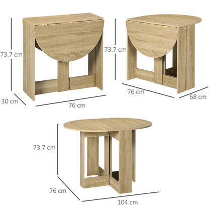 Retro Style Space-saving Drop Leaf Table, Folding Dining Table for Small Space, Kitchen, Dining Room, Oak