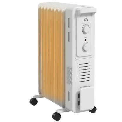 2000W Oil Filled Radiator, 9 Fin Energy Efficient Portable Electric Heater with 3 Heat Settings, Adjustable Thermostat, Safety Tip Over