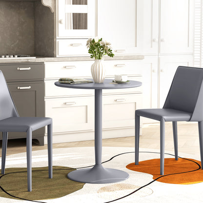 Round Dining Table, Modern Dining Room Table with Steel Base, Non-slip Foot Pad, Space Saving Small Dining Table, Grey