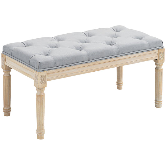 End of Bed Bench Tufted Upholstered Bench, Light Grey