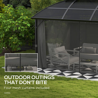 Outsunny 4 x 3m Aluminium Frame Hard Top Gazebo Chill Out Area With Accessories - Black