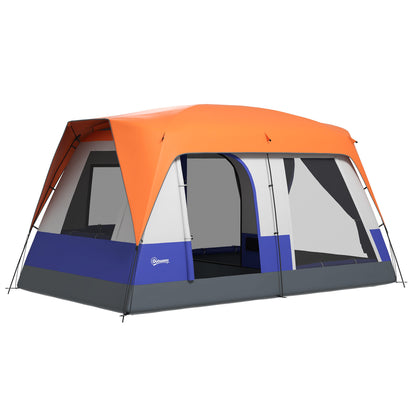 Outsunny Seven-Man Camping Tent, with Small Rainfly and Accessories - Orange