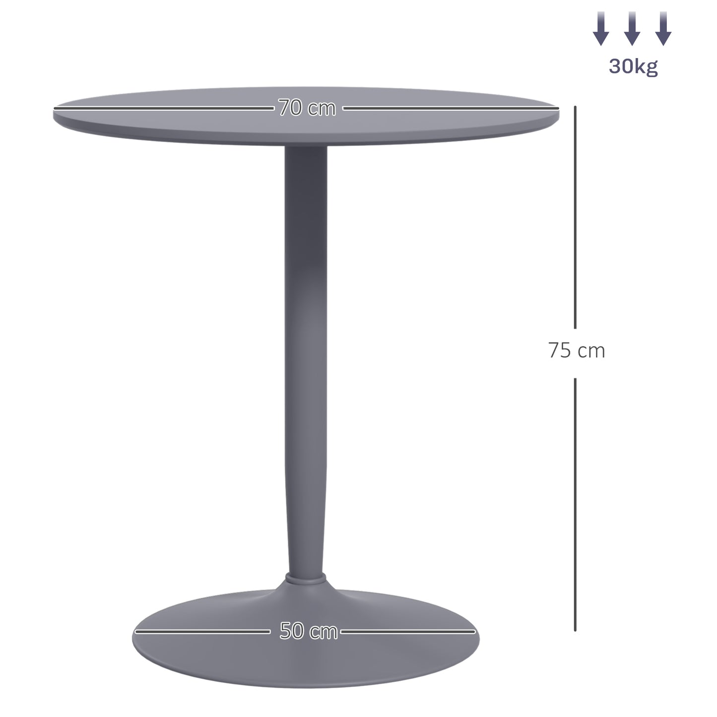 Round Dining Table, Modern Dining Room Table with Steel Base, Non-slip Foot Pad, Space Saving Small Dining Table, Grey